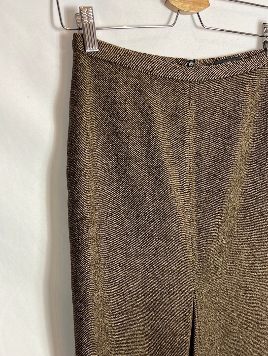 MASSIMO DUTTI. Falda midi lana jaspeada. T 36