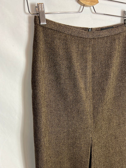 MASSIMO DUTTI. Falda midi lana jaspeada. T 36