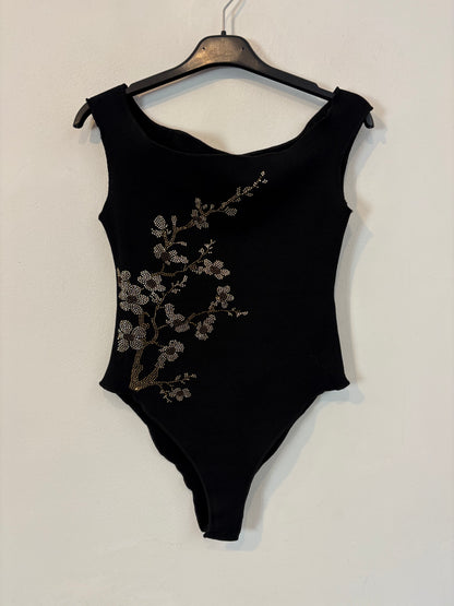 ZARA. Body negro abalorios