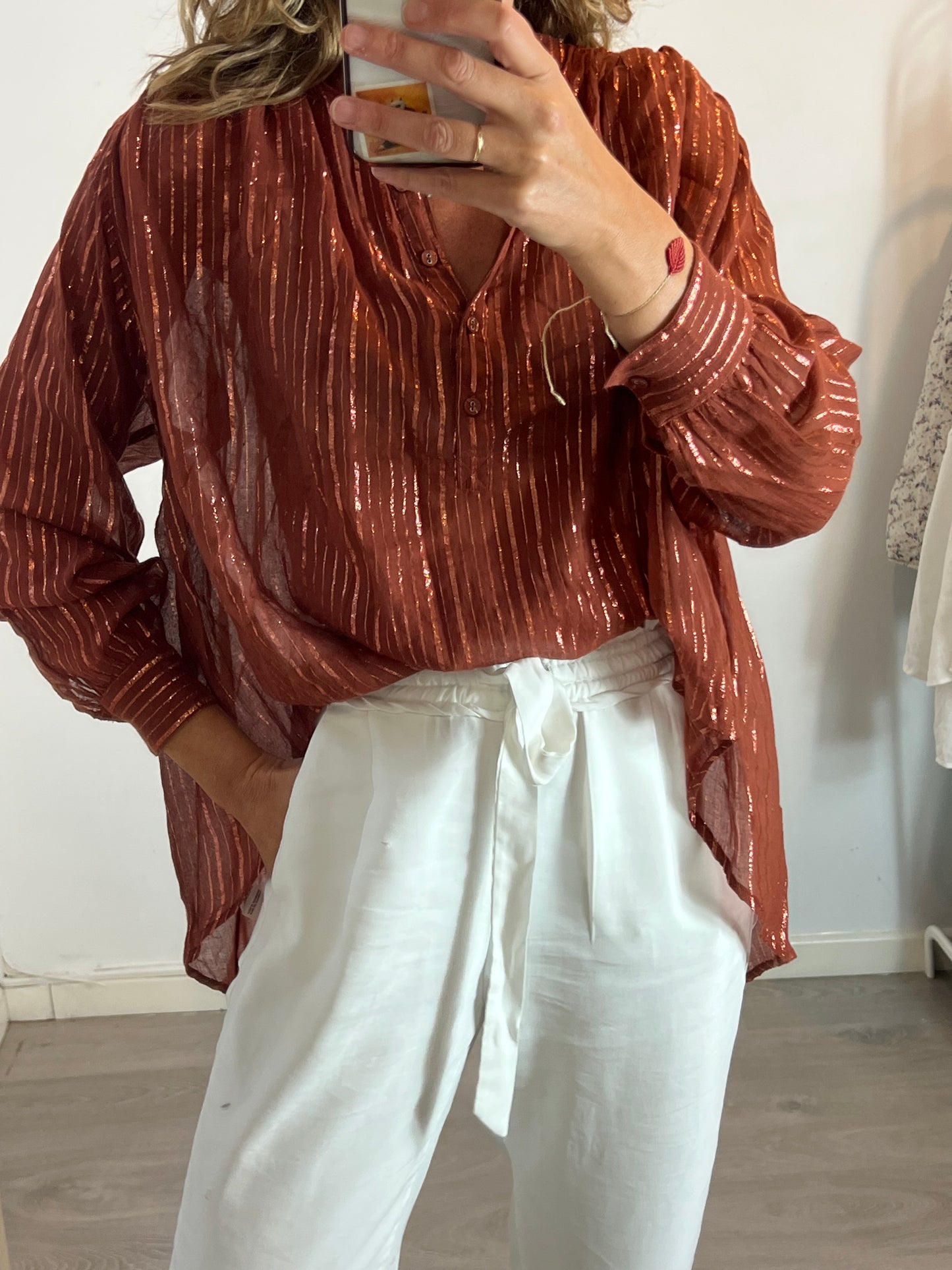 ULLA JOHNSON. Oversized striped blouse T.2 (m)