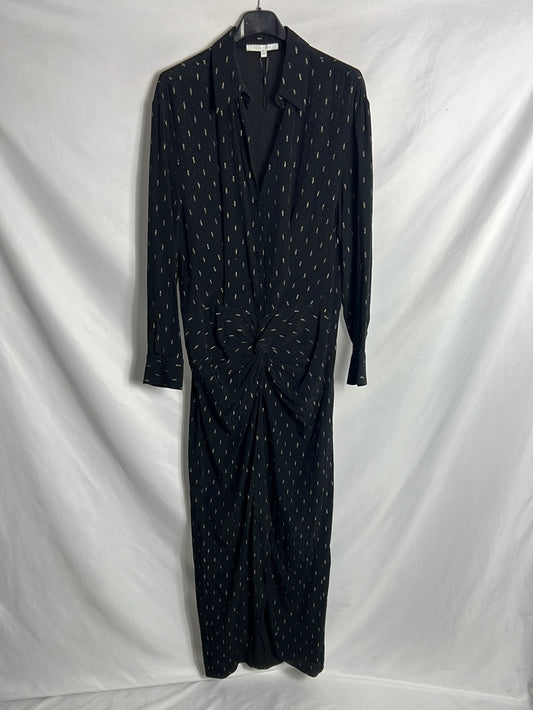 SCALPERS. Vestido midi negro hilos brillo. T S