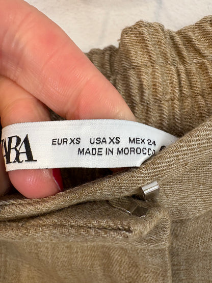 ZARA. Conjunto de lino marrón