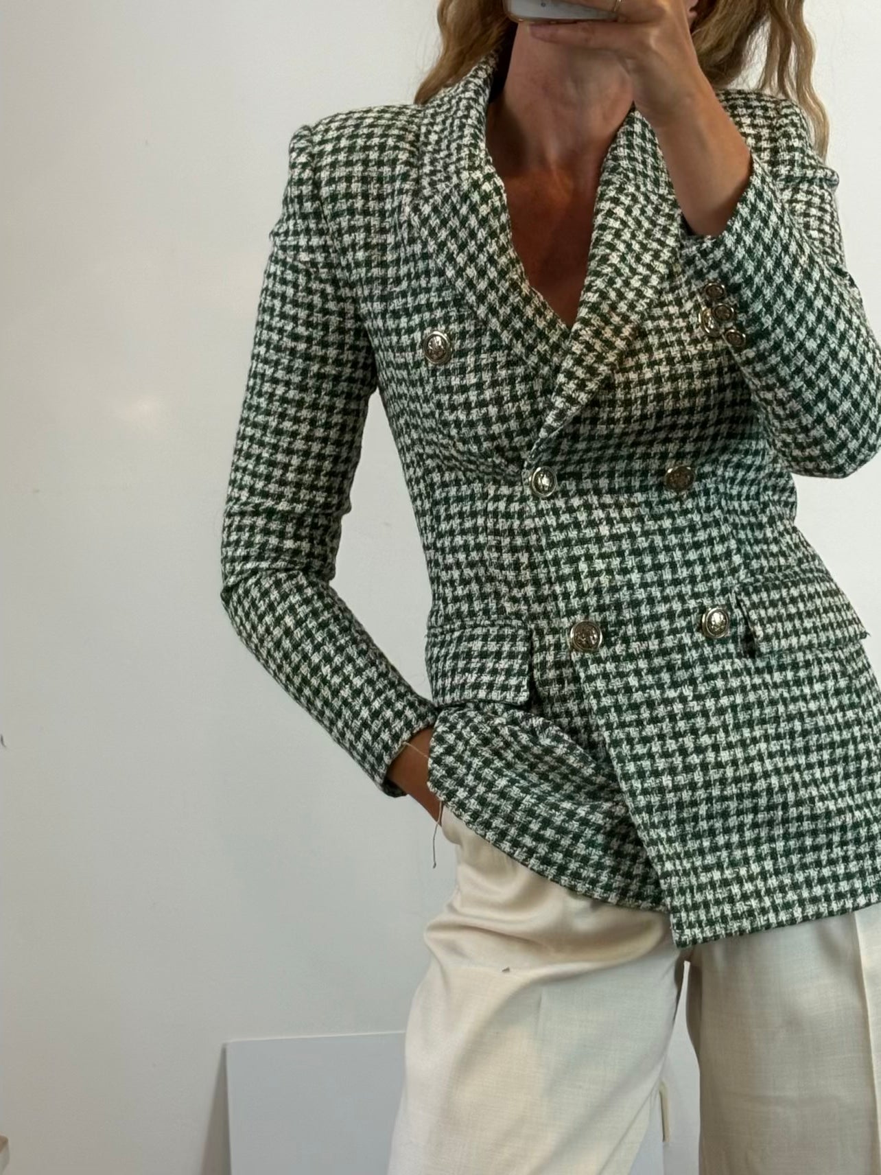 ZARA. Blazer textura tonos verdes