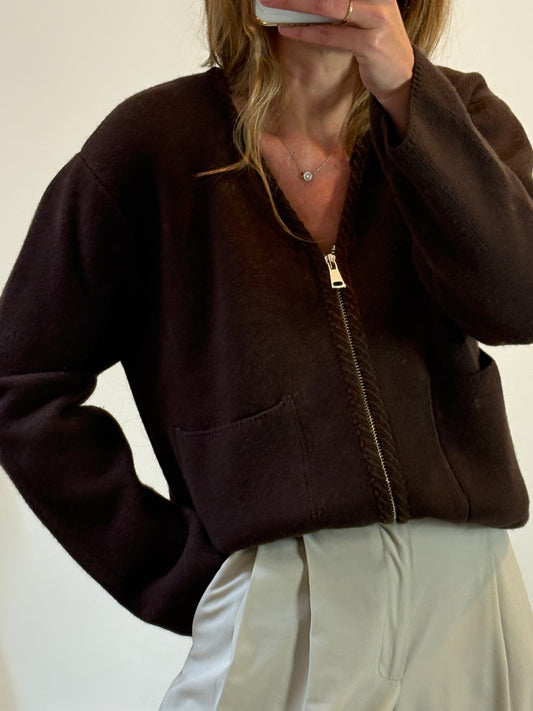 ZARA. Chaqueta marrón 100% lana