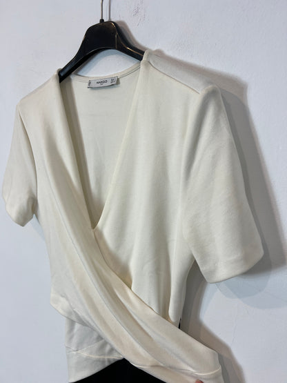 MANGO. Vestido midi bicolor. T S