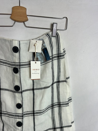 FOREVER 21. Falda corta cuadros lino. T S