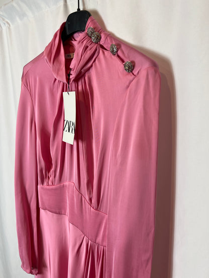 zara pink dress long sleeve ZARA. Pink dress with jewel buttons T.xs – Hibuy market
