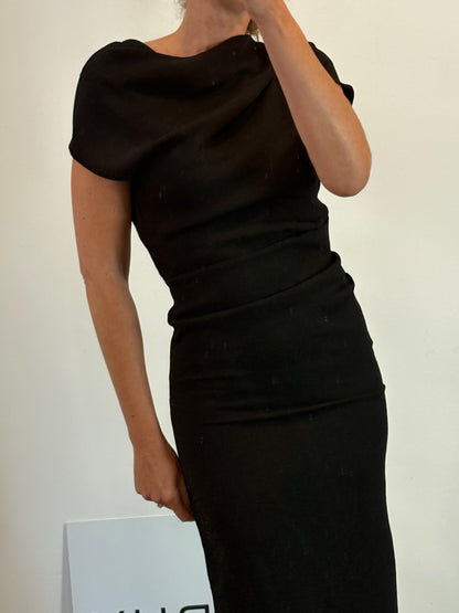 ZARA. Vestido largo negro textura
