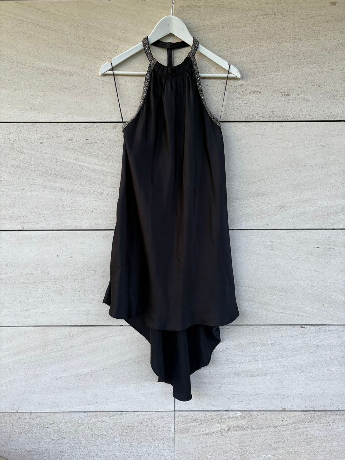 ROBERTO VERINO. Vestido corto seda halter