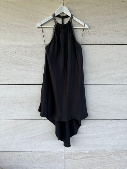 ROBERTO VERINO. Vestido corto seda halter