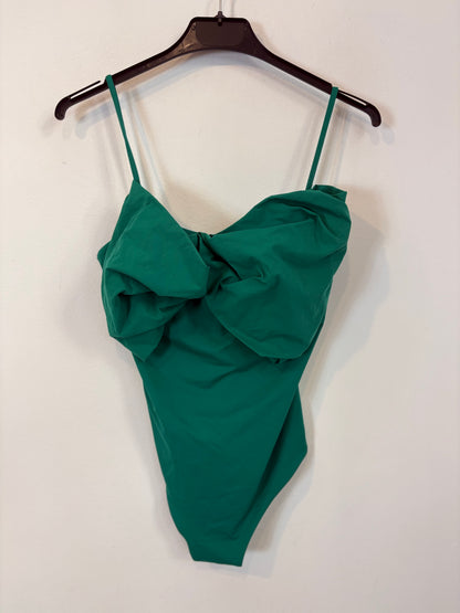 OTHERS. Green swimsuit with voluminous neckline. TS
