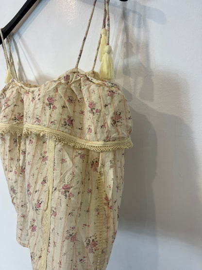 BA&SH. Top beige flores T.1(S)