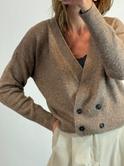 Chaqueta beige jaspeada con lana