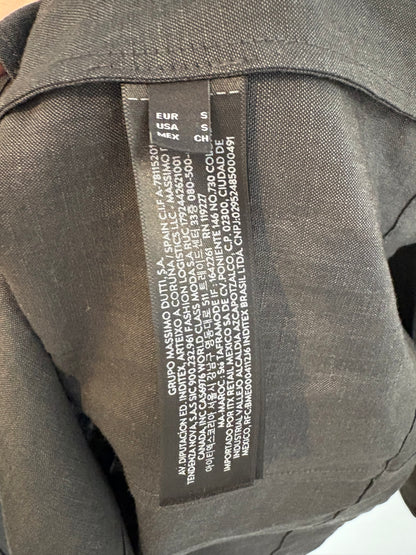 MASSIMO DUTTI. Blazer lana y lino gris oscuro