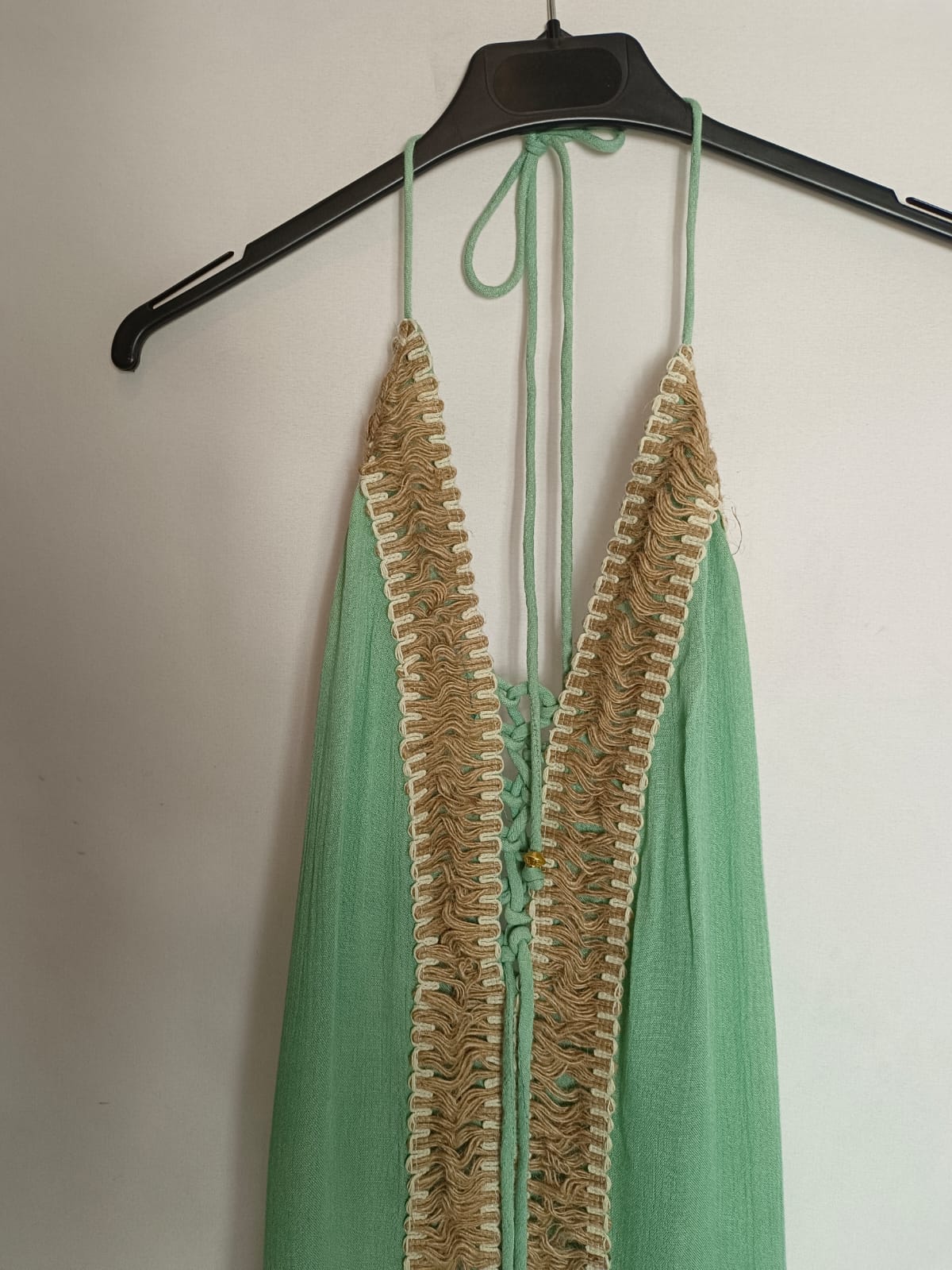 IBIZA FLOWERS. Long green embroidered dress Tu(s/m) 