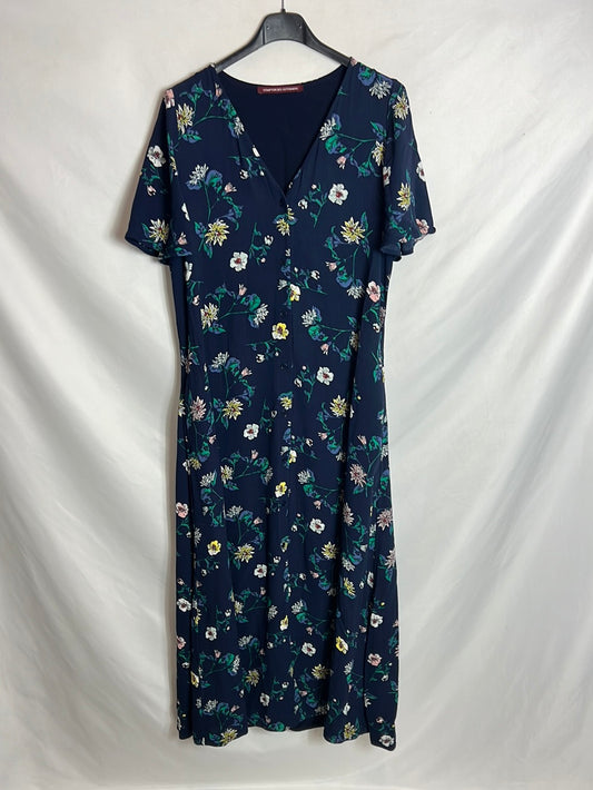COMPTOIR DES COTONNIERS. Blue floral buttoned midi dress. T Xs