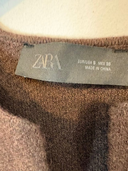 ZARA. Vestido midi marrón con lana