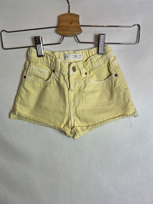 ZARA. Yellow denim shorts. Size 2-3 years