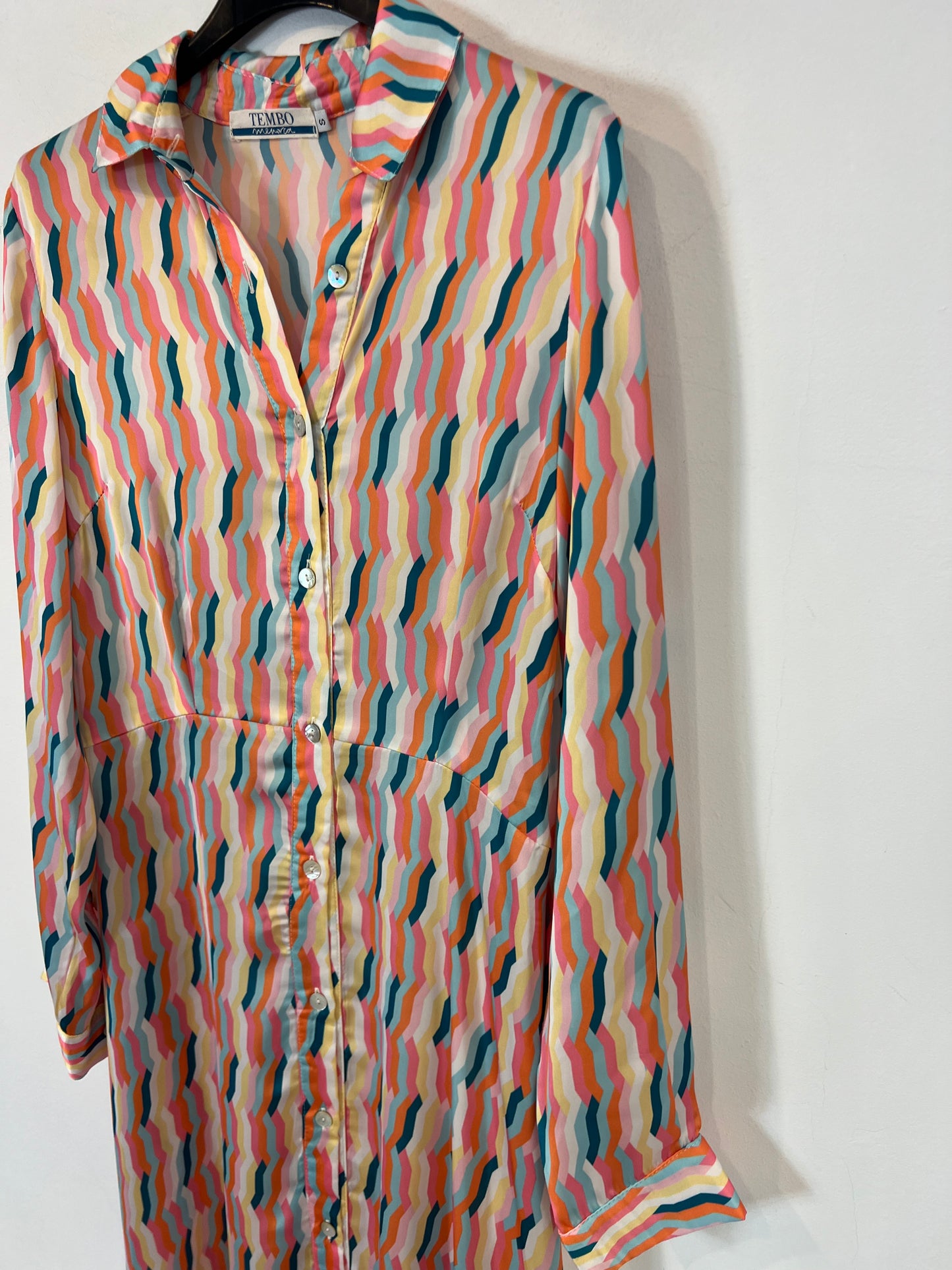 TEMBO MENORCA. Vestido largo fluido multicolor. T S