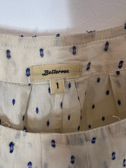 BELLEROSE. Beige blouse with blue embroidery S.1(s)