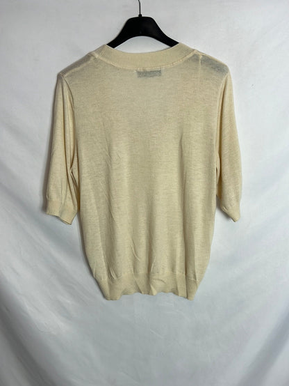 ZARA. Top punto fino beige. T M