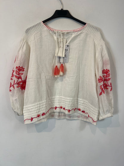 SPRINGFIEL. Embroidered white blouse T.36