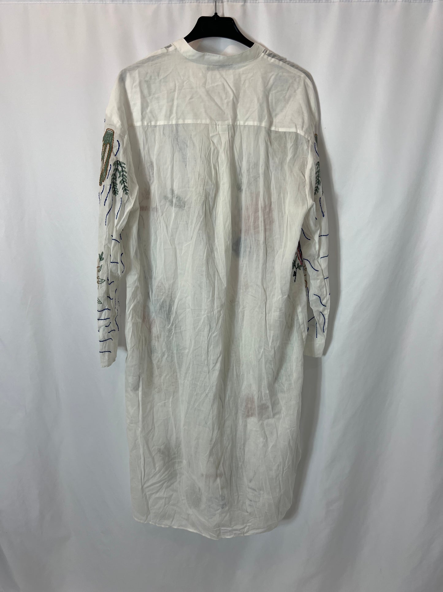 ZARA. Embroidered midi shirt dress. XS (S/M)