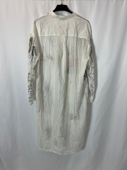 ZARA. Embroidered midi shirt dress. XS (S/M)