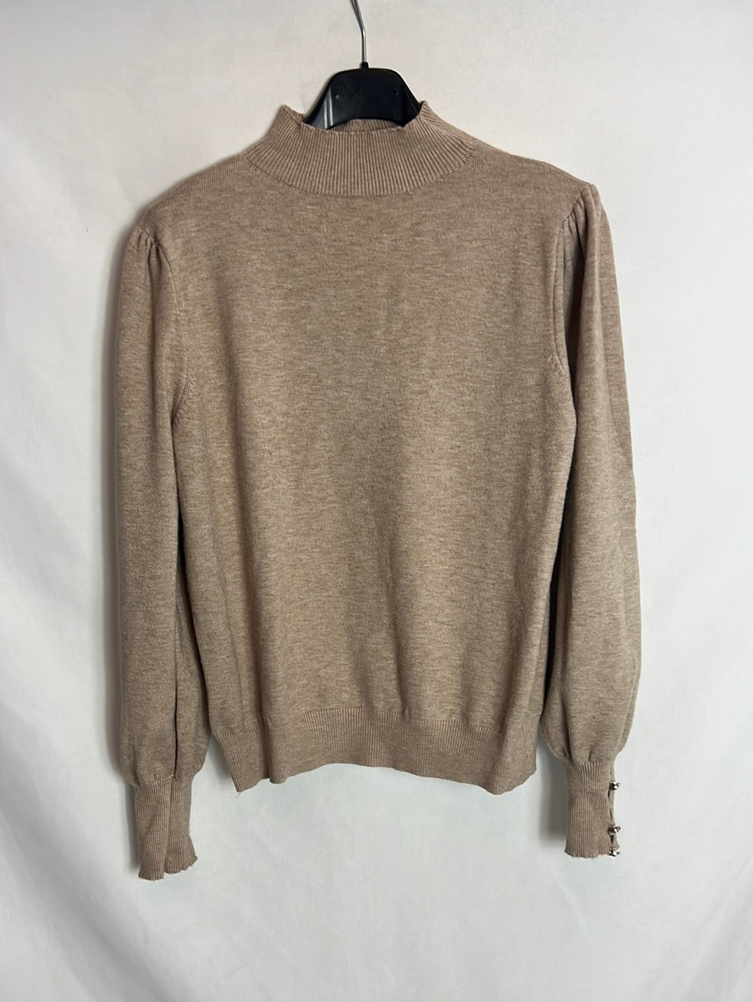 OTRAS. Jersey beige jaspeado detalle espalda. T S