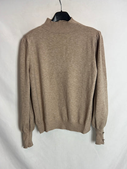 OTRAS. Jersey beige jaspeado detalle espalda. T S