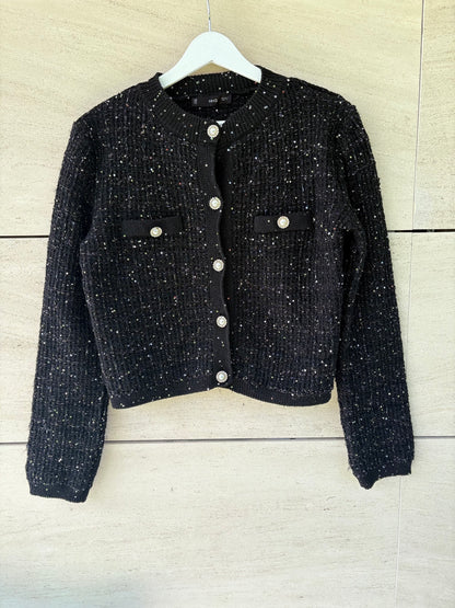 MANGO. Chaqueta tweed mini lentejuelas. T S