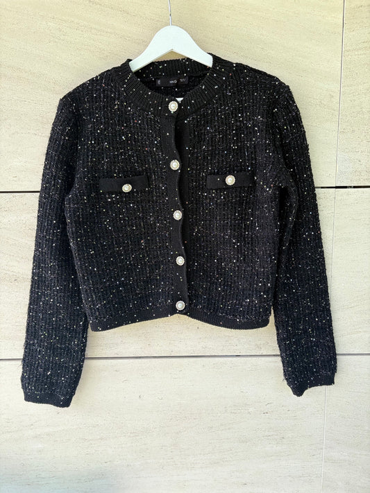 MANGO. Chaqueta tweed mini lentejuelas. T S