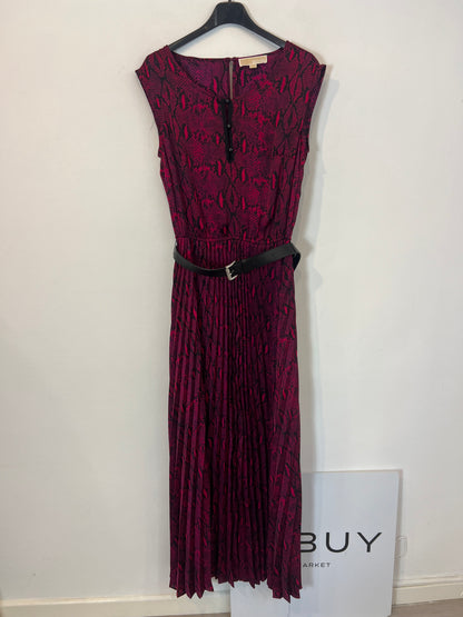 MICHAEL KORS. Vestido largo  plisado animal print. T S