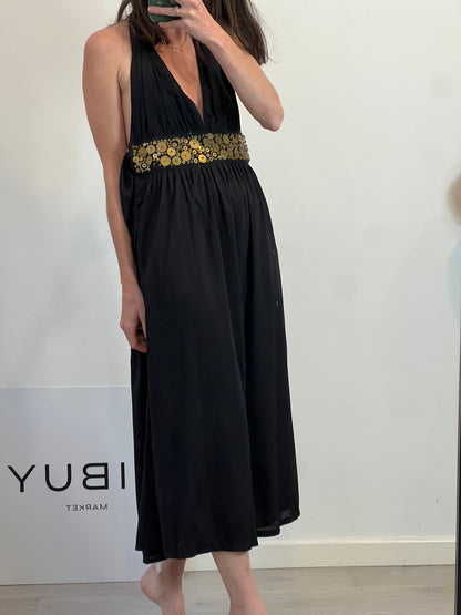 DAL BAT. Vestido midi seda abalorios