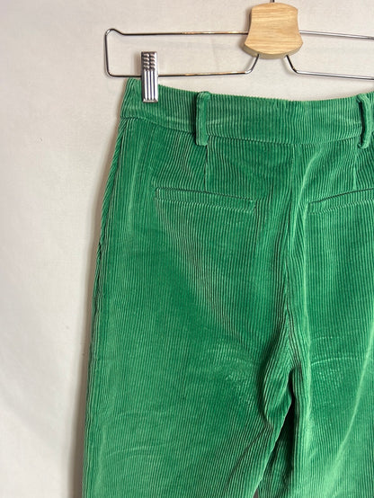 SEZANE. Pantalón ancho verde pana T.34