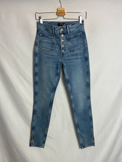 RALPH LAUREN POLO. Buttoned skinny denim. T 36