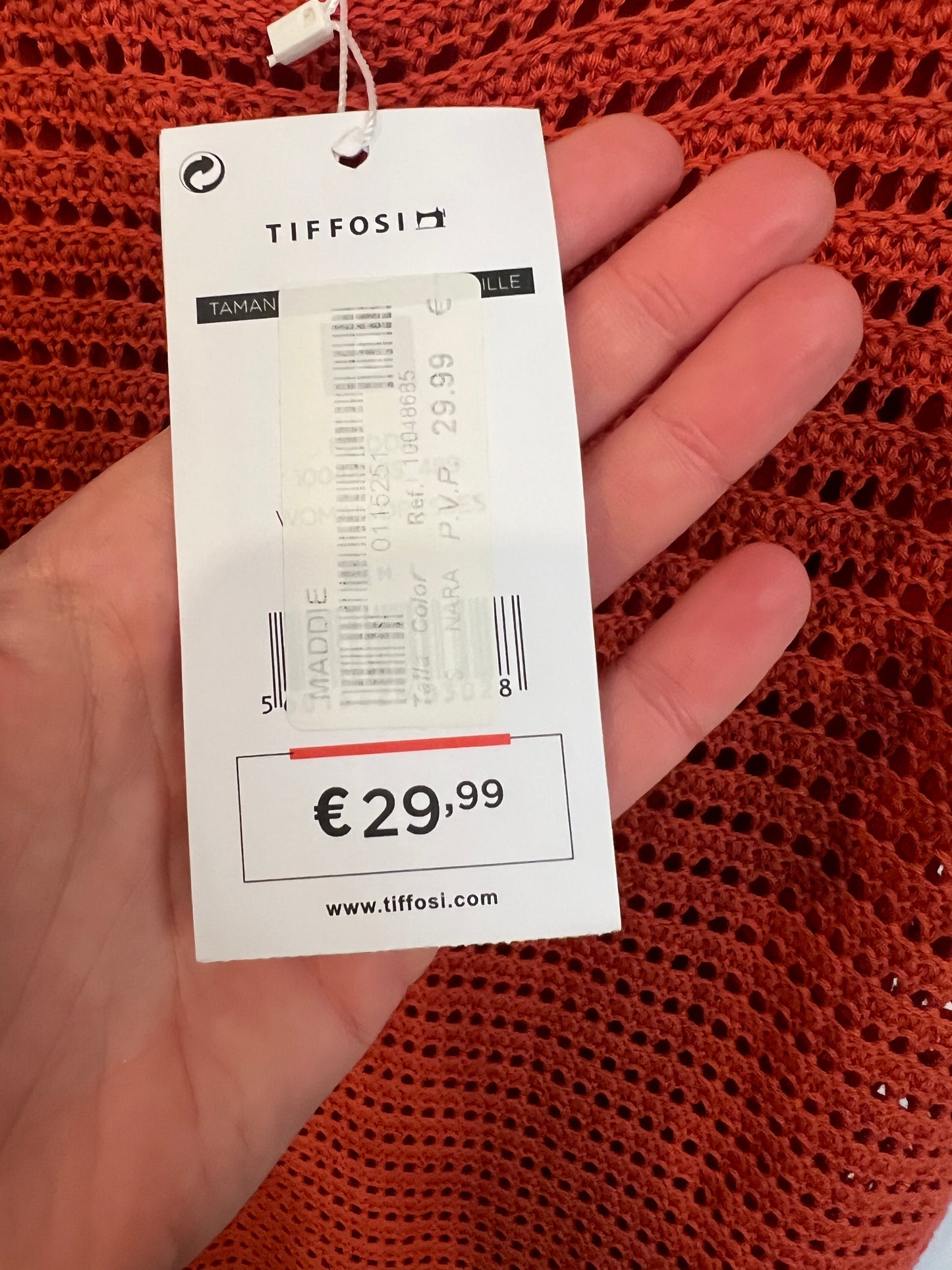 TIFFOSI. Vestido midi teja croché. T S