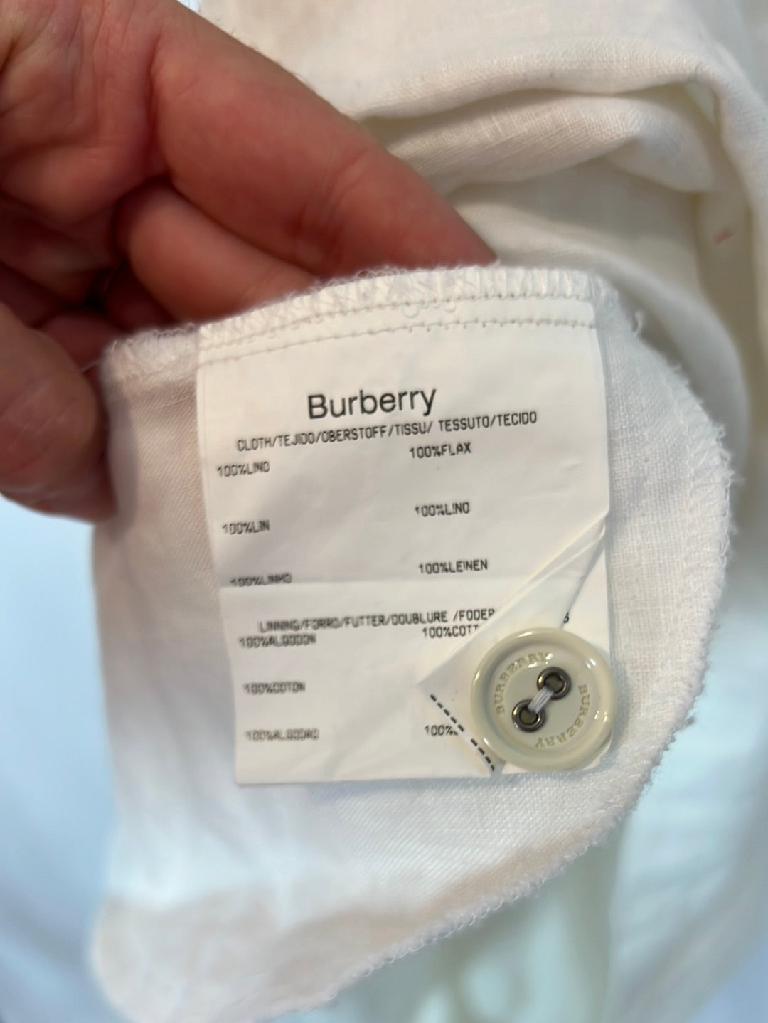 BURBERRY. White linen midi dress. Size 40