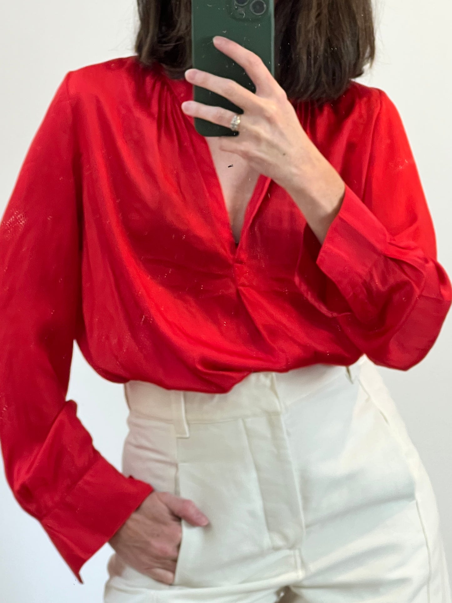 ZADIG & VOLTAIRE. Blusa roja satén fluida. T S