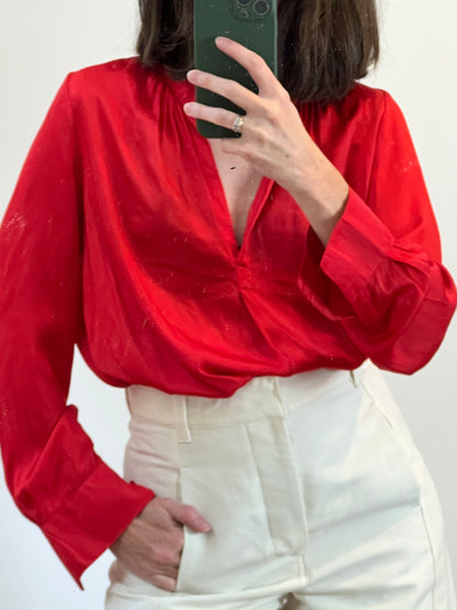 ZADIG & VOLTAIRE. Blusa roja satén fluida. T S