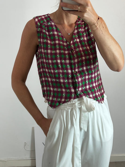 SAINT GERALDINE. Chaleco/top cuadros  T.s