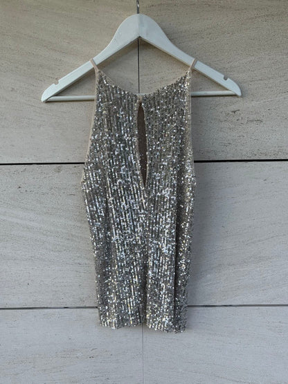 ZARA. Top halter lentejuelas