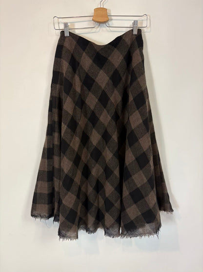 MASSIMO DUTTI. Falda asimétrica cuadros con lana