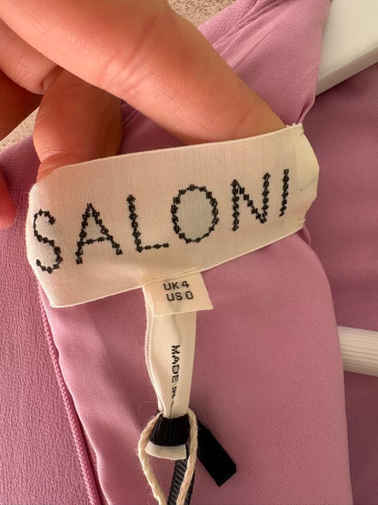 SALONI. Vestido largo seda bicolor