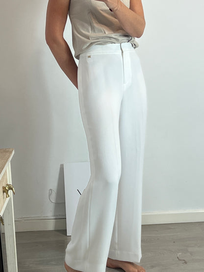 PEDRO DEL HIERRO. White pleated wide-leg trousers. Size 38