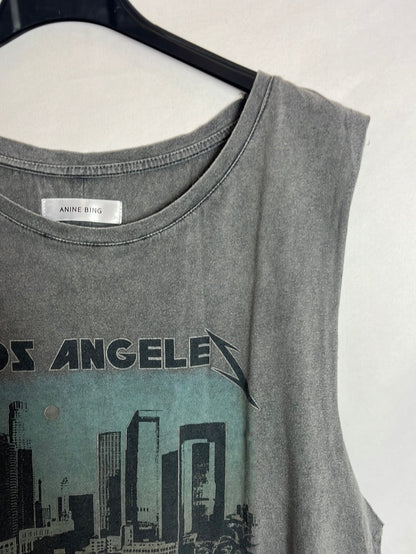 ANINE BING. Camiseta gris sin mangas. T M/L