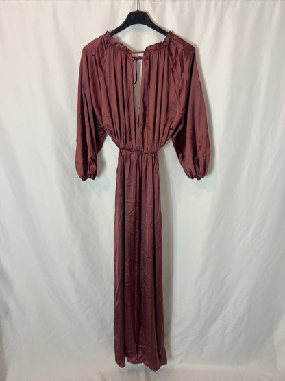 ZARA. Vestido largo satinado aperturas. T S