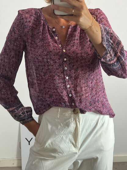 MASSCOB. Blusa seda estampada. T M