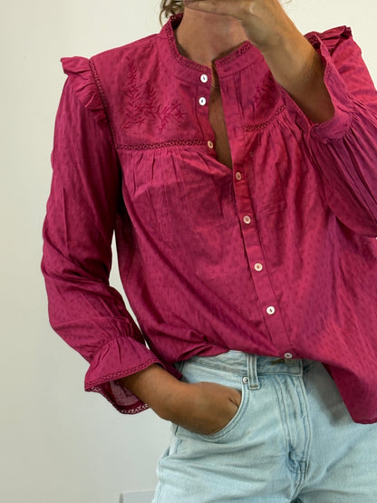 SPRINGFIELD. Blusa rosa bordada T.38