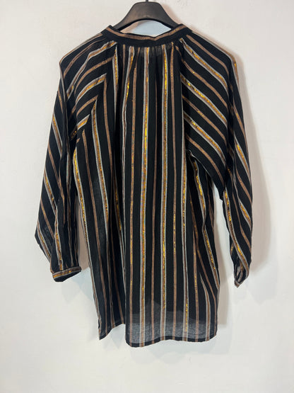 MAISON HOTEL. Black striped blouse Tu(S)